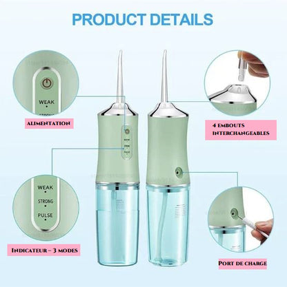 Jet dentaire portable rechargeable par USB avec 4 embouts offerts