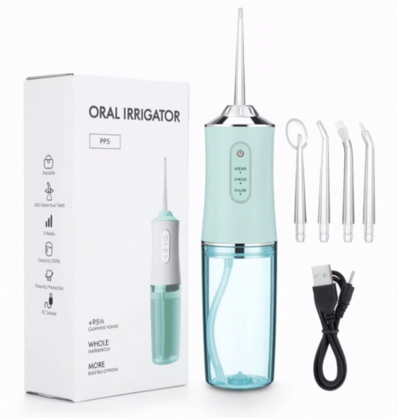 Jet dentaire portable rechargeable par USB avec 4 embouts offerts