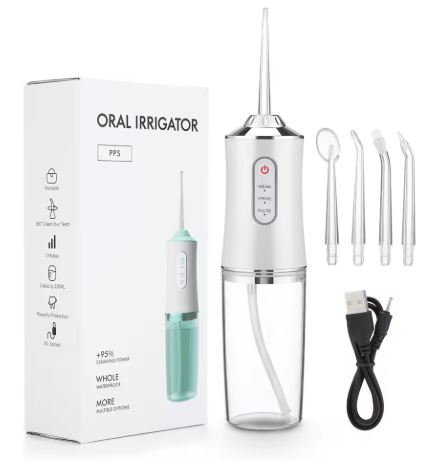 Jet dentaire portable rechargeable par USB avec 4 embouts offerts